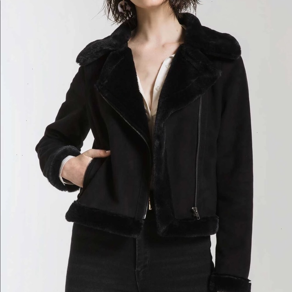 Rag Poets Fur Lined Black Jacket